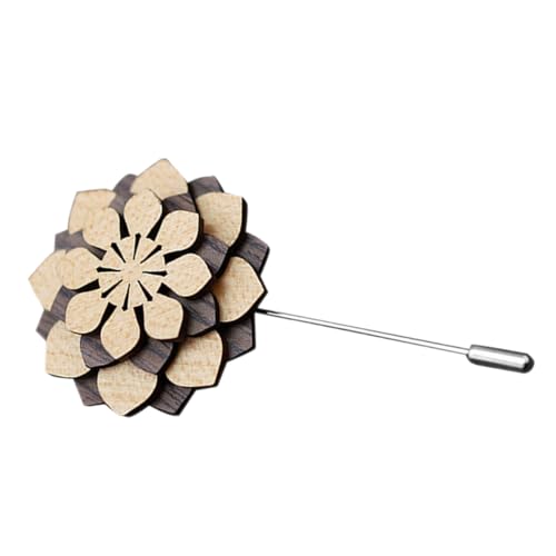 CLISPEED Holz Anstecknadel Blumenbrosche Handgefertigt Herren Boutonniere Pin Blütenverzierung für Anzug Hochzeitsdeko Klassischer Lapel Pin für Männer von CLISPEED