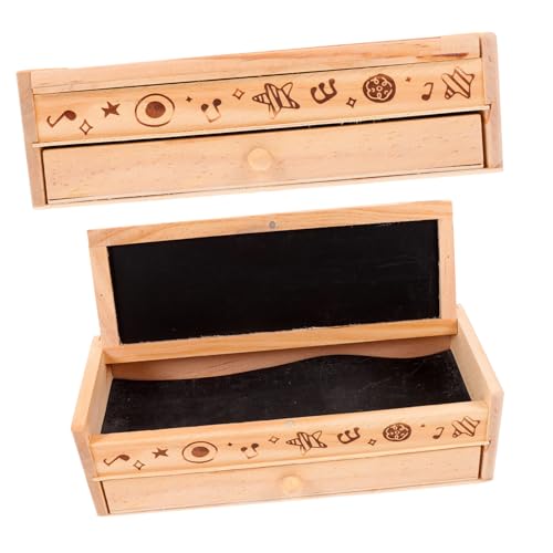 CLISPEED Holz Stiftebox Doppellagig Robuster Schüler Federmäppchen Organizer Portable Aufbewahrung für Stifte Lineal Schmuck Multifunktional für Schreibtisch Ordnung von CLISPEED