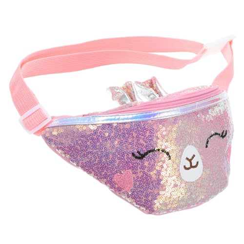 CLISPEED Hüfttasche Cartoon Katze Fanny Pack Mädchen Umhängetasche Verstellbar PU Material Langlebig Praktisch für Snacks Make up Schulter Bauchtasche Zufälliger Stil von CLISPEED