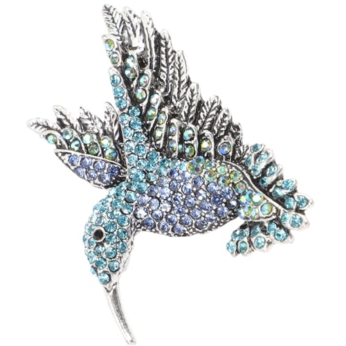 CLISPEED Hummingbird Brosche für Damen Eleganter Anstecker mit Strass Antik Silber Blau Ab Steine als für Geburtstage Hochzeiten Weihnachten und Besondere Anlässe von CLISPEED