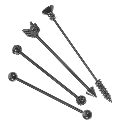 CLISPEED Industrial Barbell Ohrstecker mit Doppelohrloch Design Schwarz Knorpel Piercing Schmuck für Damen und Herren von CLISPEED
