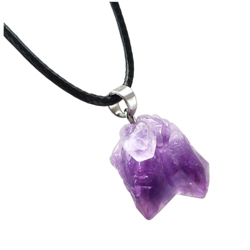 CLISPEED Irreguläre Amethyst Halskette mit Naturstein Anhänger Handgefertigtes Schmuck Accessoire für Frauen Einzigartiges Design Geeignet für Alltag Party und Geschenk von CLISPEED