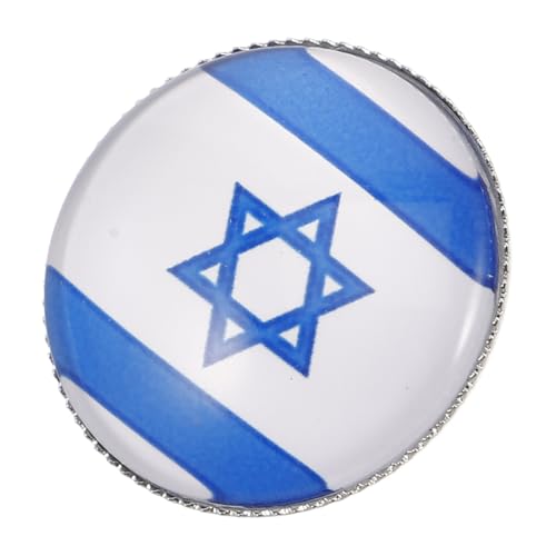 CLISPEED Israelische Flagge Brosche Runder Kristallglas Anstecker Funkelnde Schmuck Brosche mit Länderflagge Vielseitig Einsetzbar als Mode Accessoire für Kleidung Taschen und Hüte von CLISPEED