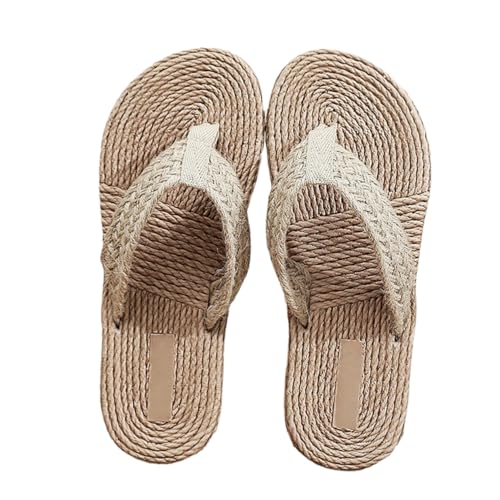 CLISPEED Japanische Hausschuhe Herren Damen Rutschfeste Atmungsaktive Indoor Slipper aus Geflochtenem Hanfseil Peep Toe Design Leichte Sommerschuhe für Zuhause von CLISPEED