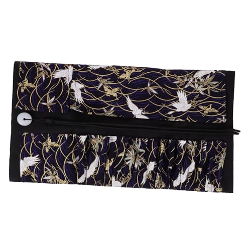 CLISPEED Japanischer Make Up Pinsel Aufbewahrungstasche Rollbar Fächer Kosmetiktasche Blau Weißer Stil Leicht Tragbar Langlebig Für Foundation Lippenstift Organizer von CLISPEED