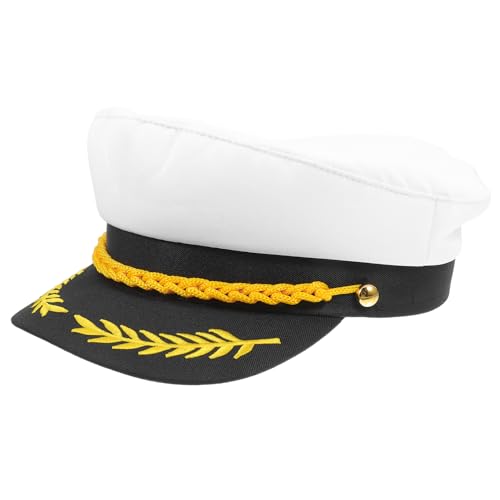 CLISPEED Kapitänsmütze mit Flachem Oberteil Verstellbare Matrosen Hut für Kostümpartys Vintage Seemannsmütze für Männer und Frauen Geeignet für Nautische Events und Cosplay von CLISPEED