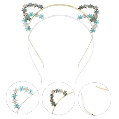 CLISPEED Katzenohr Haarreif Blumen Stirnband für Damen 2 Stück Legierung für Partys und Cosplay von CLISPEED