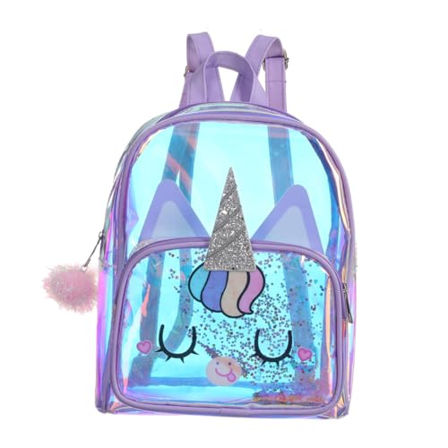CLISPEED Kindergartenrucksack Leicht Schulranzen Cartoon Einhorn Rucksack Mädchen Schulrucksack Freizeitrucksack Transparenter Rucksack von CLISPEED