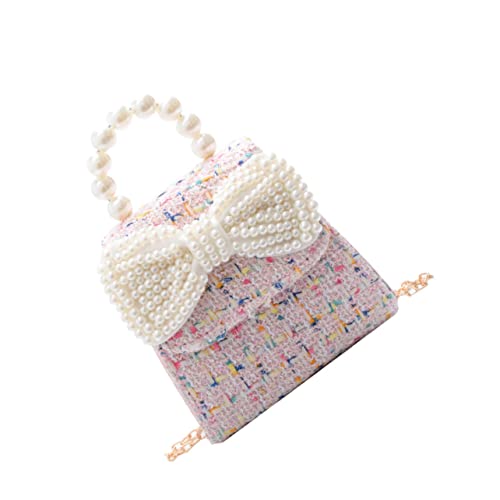 CLISPEED Umhängetasche Für Kinder Kleine Perlentasche Mit Schleife Leichte Schultertasche Modische Geldbörse Für Mädchen Für Party Und Alltag von CLISPEED