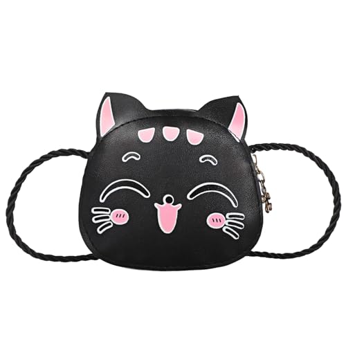 CLISPEED Kindertasche Mädchen Umhängetasche Cartoon Katze Ohren Münzbeutel PU Schultertasche für Shopping Reisen Freizeit von CLISPEED