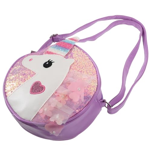CLISPEED Kindgerechte Einhorn Umhängetasche mit Pailletten Kompakte Mädchen Schultertasche aus Strapazierfähigem Polyester als für Kleine Mädchen zu Geburtstag und Weihnachten von CLISPEED