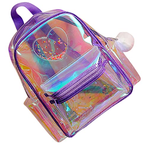 CLISPEED Klarer Rucksack Mit Herzmuster Transparenter Stadion-Rucksack Für Mädchen Und Damen Für Schule Freizeit Und Outdoor-aktivitäten Aus Hochwertigem PVC Leicht Und Praktisch von CLISPEED