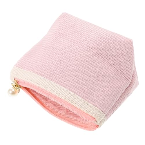 CLISPEED Kleine Corduroy Kosmetiktasche Damen Mini Make Up Tasche Tragbar Leicht für Lippenstift Aufbewahrung Reise Schminkbeutel Rosa von CLISPEED