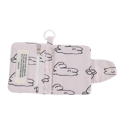 CLISPEED Kleine Damen Geldbörse Mehrlagig Münzfach Kartenetui Portabel Kompakt Schlüsselanhänger Organizer für Münzen Ohrhörer Kabel Beige von CLISPEED