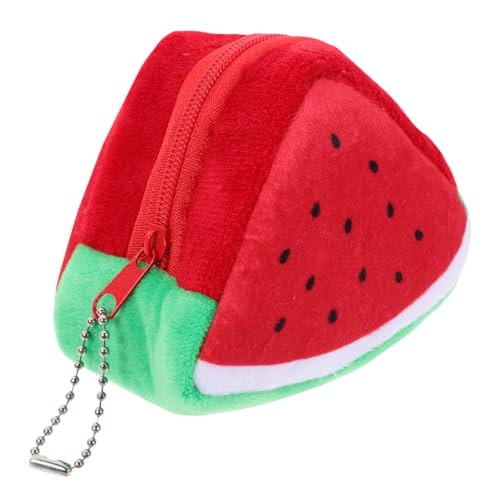 CLISPEED Kleine Geldbörse Wassermelone Plüsch Münzfach Zipper Verschluss Leicht Tragbar Damen Portemonnaie Kompakt Für Reisen Outdoor Alltag von CLISPEED