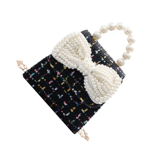 CLISPEED Kleine Kinderhandtasche mit Schleifen Design und Perlenhenkel Umhängetasche für Mädchen Langlebig und für Schlüssel Süßigkeiten und Kleinigkeiten für Weihnachten und Feiertage von CLISPEED