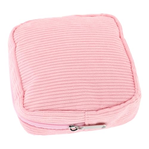 CLISPEED Kleine Kosmetiktasche aus Cordstoff Tragbare Make up Tasche für Damen Multifunktional für Reise Aufbewahrung von Münzen und Hygieneartikeln Stylischer Mini Organizer in Rosa von CLISPEED