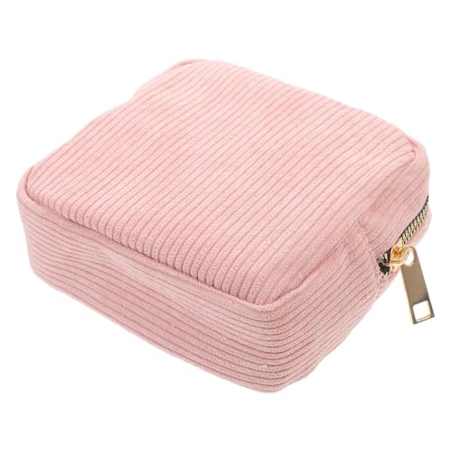 CLISPEED Kleine Kosmetiktasche aus Corduroy mit Reißverschluss Leichte und Geräumige Make up Tasche für Unterwegs Stilvolle Toilettetasche für Damen als zu Weihnachten und Valentinstag von CLISPEED