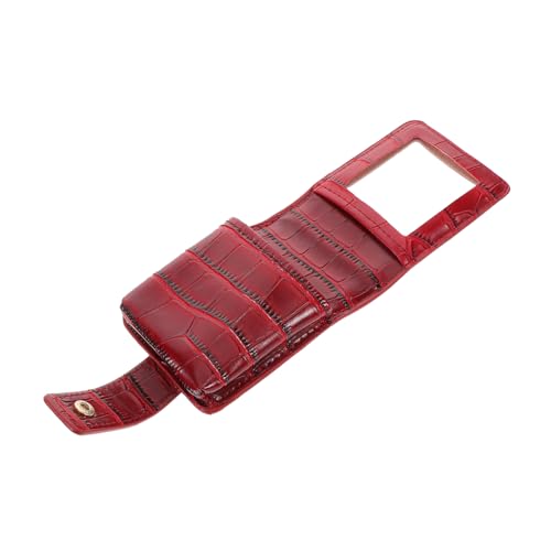 CLISPEED Kleiner Lippenstift Organizer mit Spiegel PU Kunstleder Lippenstiftetui Tragbare Kosmetiktasche für Reisen Multifunktionaler Make Up Beutel für Lippenstift und von CLISPEED