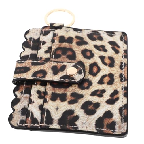 CLISPEED Kompaktes Damen Kartenetui aus Langlebigem PU mit Leopardenmuster Minimalistischer Kreditkartenhalter mit Schlüsselring Praktisches Portemonnaie für Alltag und Geschenkideen von CLISPEED