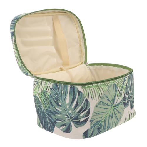 CLISPEED Kosmetiktasche Damen Canvas Groß Kapazität Monstera Muster Reise Make up Tasche Schminktasche Langlebig Praktisch für Urlaub und Alltag von CLISPEED