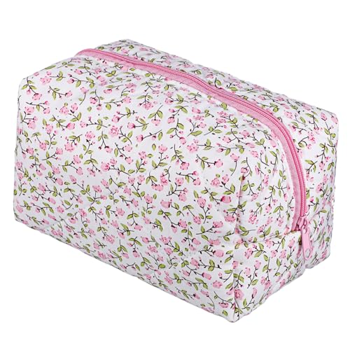 CLISPEED Kosmetiktasche Damen Floral Leicht Tragbar Make Up Tasche Reise Organizer Multifunktional Makeup Case Zipper Pouch für Unterwegs Tampon Aufbewahrung von CLISPEED