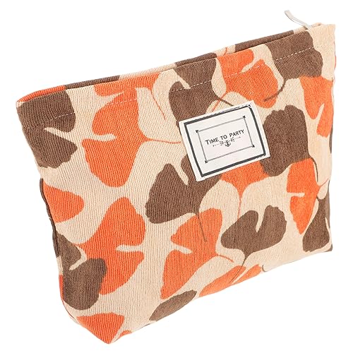 CLISPEED Tragbare Kosmetiktasche Mit Fächern Große Kapazität Orange Aus Canvas Für Damen Und Mädchen Für Reisen Und Camping Mit Tragegriff von CLISPEED