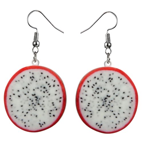 CLISPEED Kreative Frucht Ohrhänger Dragon Fruit Ohrschmuck Rot Damen Modisch Langlebig für Party Alltag von CLISPEED