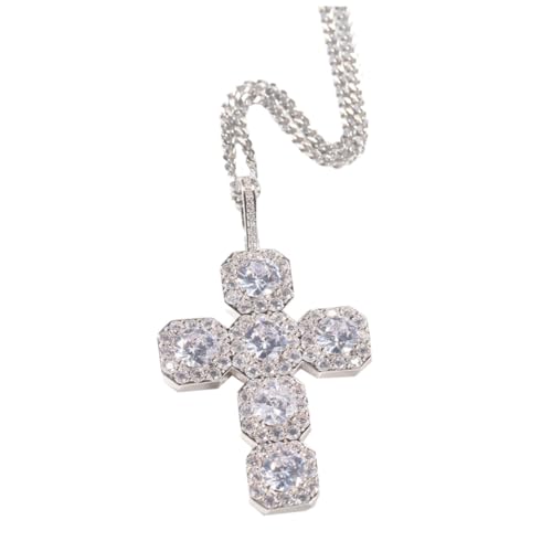 CLISPEED Kreative Halskette mit Schlichtem Kreuz Anhänger Kupferkette in Silber Verdrehte Schlüsselbein Kette für Damen und Herren von CLISPEED