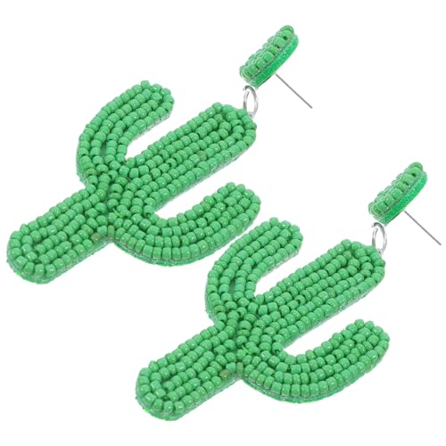 CLISPEED Kreative Kaktus Ohrhänger Damen Handgefertigt Perlen Ohrringe Boho Stil Modisch Geschenk für Frauen Mädchen Alltag Party Schmuckaccessoire Grün von CLISPEED