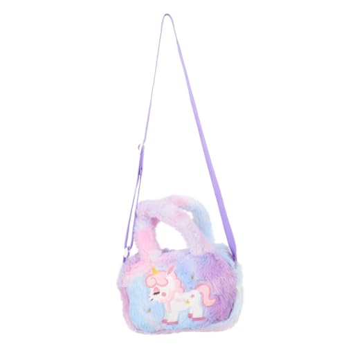 CLISPEED Einhorn Handtasche Für Mädchen Cartoon Design Plüsch Tasche Umhängetasche Mit Reißverschluss Junge Mädchen Geldbörse von CLISPEED