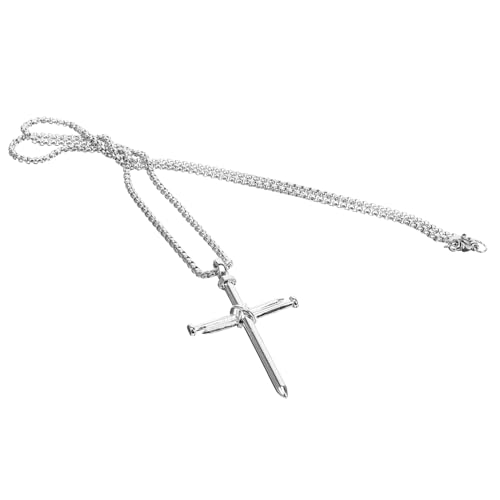 CLISPEED Kreuzkette Herren Alloy Anhänger Langlebig Stylisch Hip Hop Halskette Modisch Silberfarbig für Alltag und Partys von CLISPEED