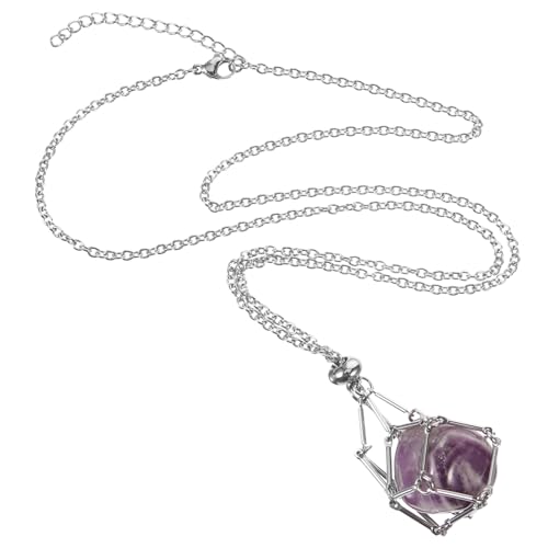 CLISPEED Kristallanhänger Halskette Metallkäfig Verstellbar Natürlicher Edelstein Schmuck Damen Geschenk von CLISPEED