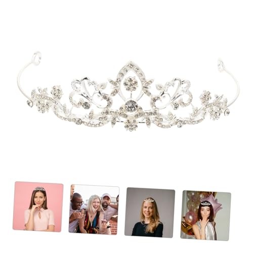 CLISPEED Kristallkrone Braut Tiara mit Funkelnden Strasssteinen Eleganter Haarschmuck für Hochzeit Party und Fotoshooting Leichtes Komfortables Stirnband in Silber Design für Braut und von CLISPEED