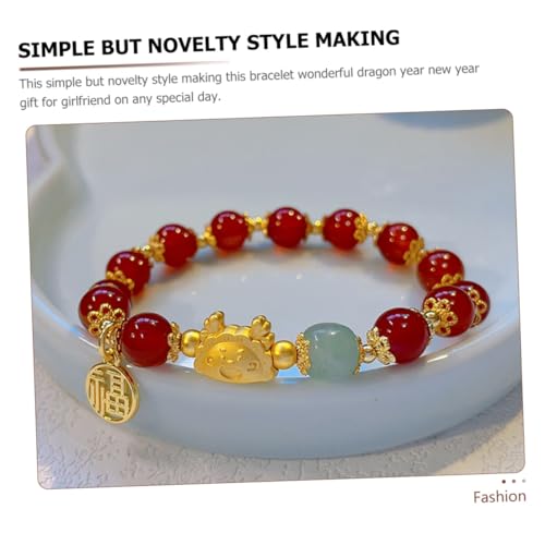 CLISPEED Kristallperlen Armband Drachenmotiv Rotes Neujahrs Schmuckstück Handgefertigt Komfortabel Passend für Damen und Herren Festliche Geschenkidee von CLISPEED