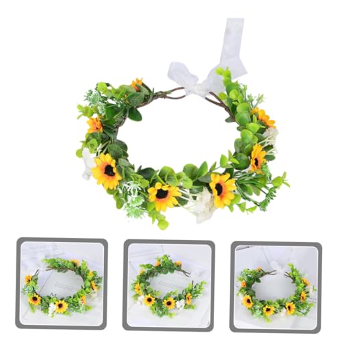 CLISPEED Künstlicher Sonnenblumen Haarreif Damen Braut Blumenkranz Stirnband Leicht Elegant Fotorequisite Hochzeit Party Kopfschmuck von CLISPEED