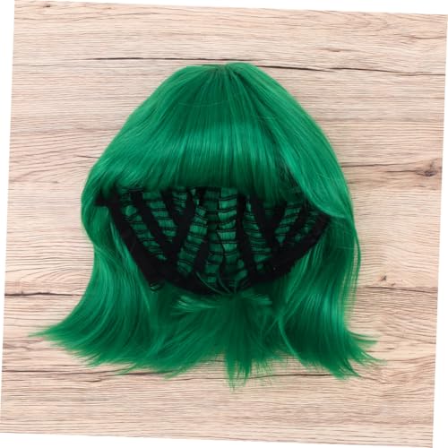 CLISPEED Kurze Grüne Bobperücke für Damen Synthetisches Hitzebeständiges Fasermaterial Natürliche Optik Atmungsaktiv und Wiederverwendbar für Alltag Party Cosplay und Fasching von CLISPEED
