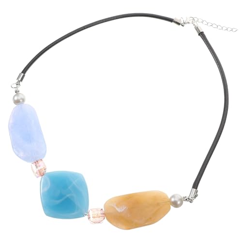 CLISPEED Lange Geometrische Resin Halskette Bunte Statement Kette Modeschmuck für Frauen Kreatives Design Leichter Pulloveranhänger von CLISPEED