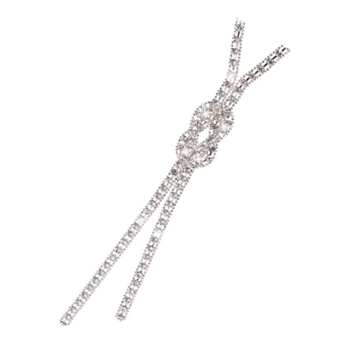 CLISPEED Lange Pulloverkette mit Strass Eleganter Winter Choker mit Schleifen Knoten und Quaste Modische Halskette für Damen Vielseitiges Schmuck Accessoire für Pullover und Schals von CLISPEED