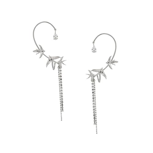 CLISPEED Lange Quasten Ohrmanschetten Kein Piercing Ohr Clip Glänzend Zirkon Ohrringe Schmuck Für Mädchen Damen Alltag Bankette von CLISPEED