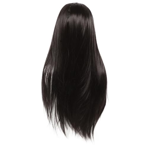 CLISPEED Lange Schwarze Lace front perücke für Damen mit Mittigem Scheitel Gerade Synthetische Hitzebeständige Fasern Realistisches Langes Haar Geeignet für Party Halloween und Tägliches von CLISPEED