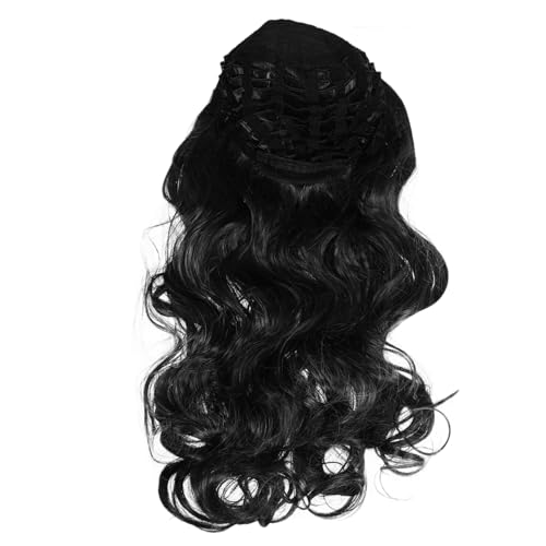 CLISPEED Lange Wellig Perücke für Damen Mittelscheitel Synthetisches Hitzebeständiges Haar Natürlich Aussehende Schwarze Lockige Wavy Wig Elegant Weich Für Alltag Party Cosplay von CLISPEED