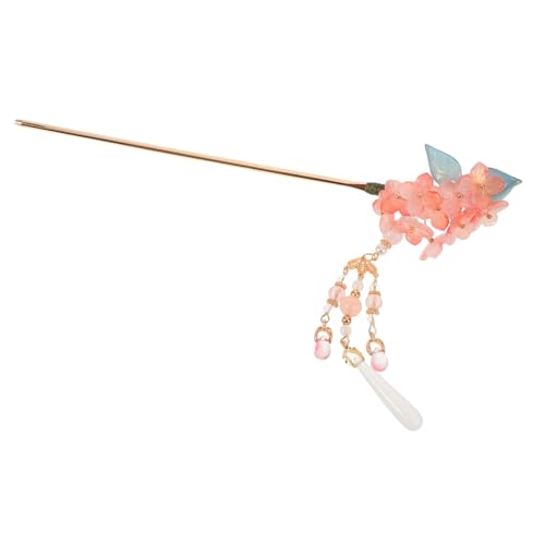 CLISPEED Langer Chinesischer Haarnadel Zweizinkiger Haarclip mit Perlenblumen und Quasten Vintage Haarforke für Hanfu Qipao Frauen und Mädchen Fester Sitz und Bequem von CLISPEED