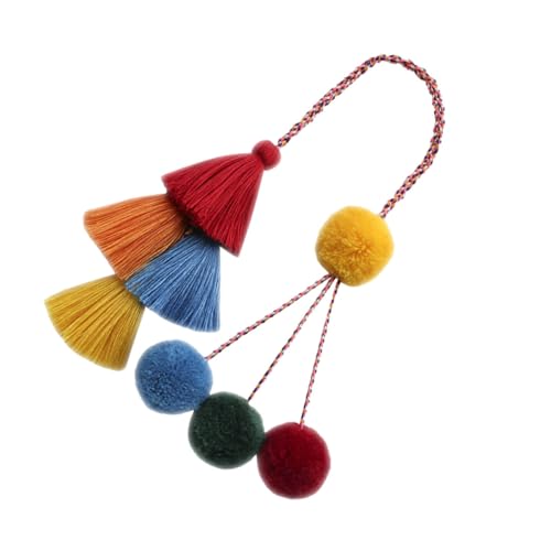 CLISPEED Langflorige Handgewebte Boho Quasten Tasche Anhänger mit Haarball DIY Modischer Taschenanhänger für Damen Vielseitiges Accessoire für Handtaschen Schlüssel und Auto Leichte von CLISPEED