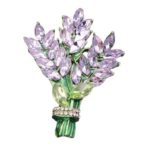 CLISPEED Lavendelblüten Brosche mit Strass Schmuck Blumen Anstecknadel für Kleidung Hüte Schals Damen Modeaccessoire Langlebige Legierung Geeignet für Partys Meetings Festliche Anlässe von CLISPEED