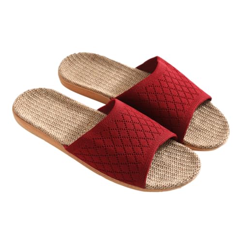 CLISPEED Leichte Atmungsaktive Strapazierfähige Indoor Hausschuhe aus Gestricktem Material Rutschfest und Schweißabsorbierend Einfache Natürliche Freizeit Slipper für Frühling und Sommer von CLISPEED