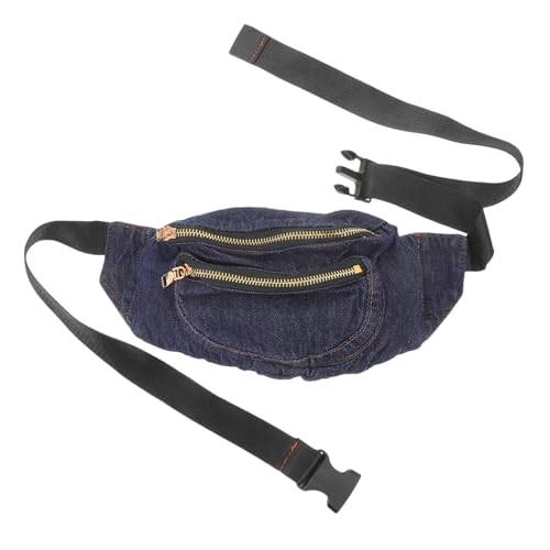 CLISPEED Leichte Denim Bauchtasche Damen Tragbare Umhängetasche Dunkelblau Verstellbar für Freizeit Reisen und Sport Robustes Material für Täglichen Gebrauch von CLISPEED
