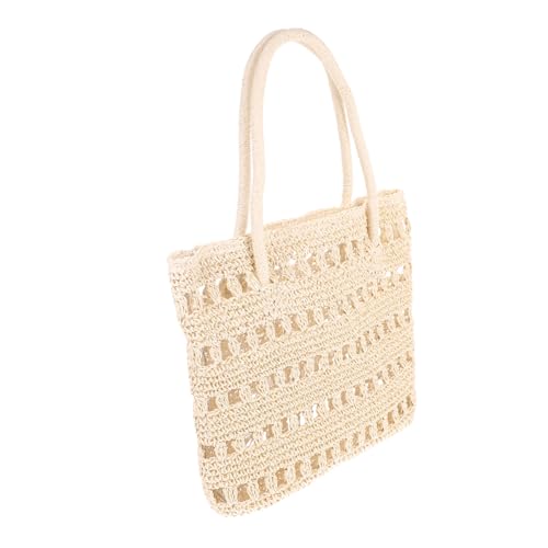 CLISPEED Leichte Gewebte Strandtasche Damen Hohle Umhängetasche Vielseitige Schultertasche für Alltag und Urlaub Strapazierfähiges Material Tragbar und Geräumig für Strand und Einkauf von CLISPEED