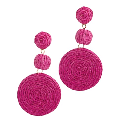 CLISPEED Leichte Modische Raffia Creolen Ohrringe für Mädchen und Frauen Handgefertigte Trendige Statement ohrringe im Boho stil Sommer strand schmuck für Urlaub und Alltag von CLISPEED