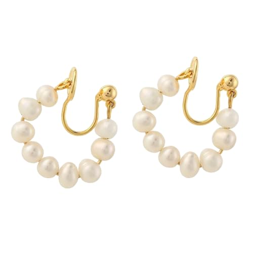 CLISPEED Leichte Ohrklemme mit Modischer Künstlicher Perlenverzierung Komfortabel und Sicher Ohrloch Clip Ohr Manschette für Teenager und Damen Minimalistischer Schmuck für Alltag und von CLISPEED